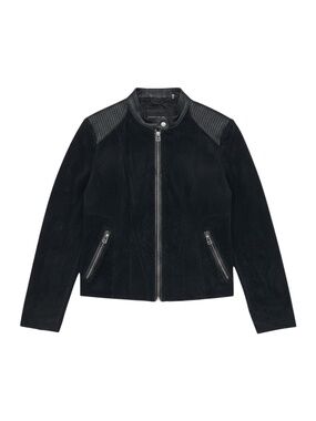 Black‎ Rivet Moto Jacket Women’s Medium Black Leather Suede Zip-Up
